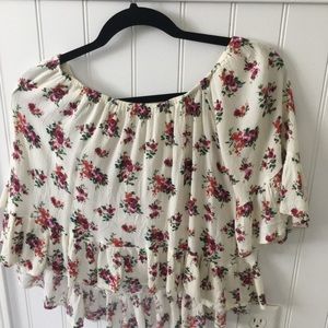 Off the shoulder floral shirt